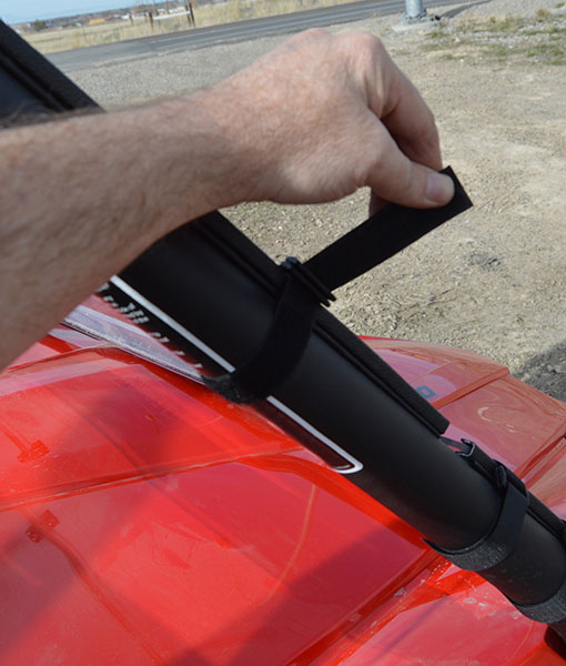 Heavy duty velcro straps on a Can-Am Commander windshield