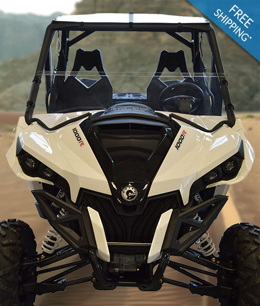 2013+ Installs in Minutes! SuperATV Heavy Duty Scratch Resistant Clear Half Windshield for Can-Am Maverick - Hard Coated for Extreme Durability