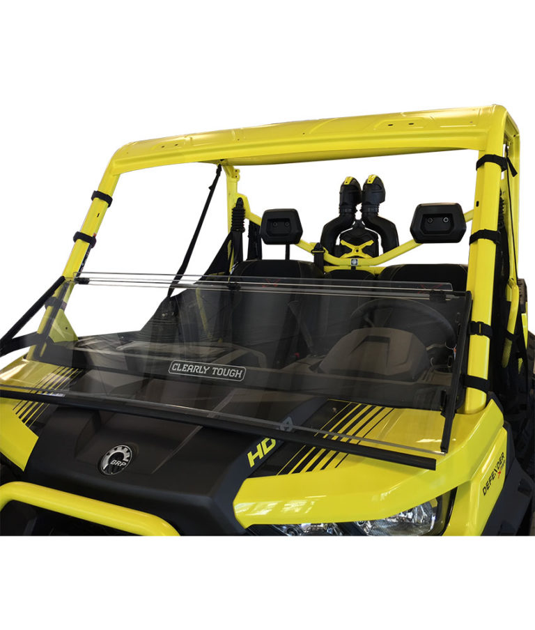 Can-Am Defender Full Windshield in the Folded Position