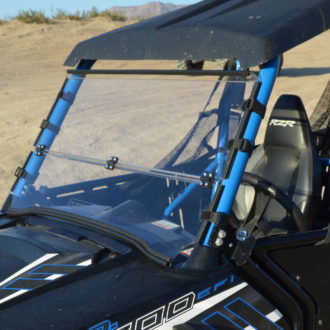 Polaris RZR Full Folding Windshield from the side