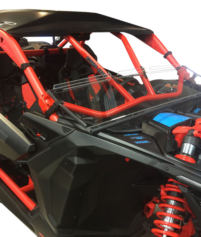 Can-Am Maverick X3 XRC windshield in the folded position