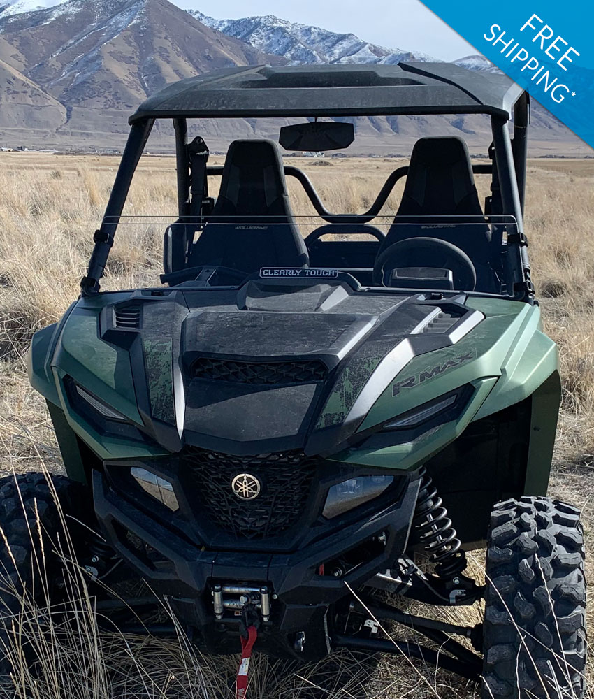 The Ultimate in Side by Side Versatility Made in America! Premium Polycarbonate and 2021 X2 / X4 - Scratch Resistant Clearly Tough Full Folding Windshield for the Yamaha Wolverine RMAX 1000 